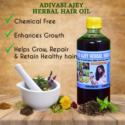 Ajay Adivasi Herbal Oil promoting healthy scalp and hair